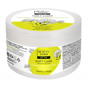 Drėkinamasis kremas veidui ir kūnui BEAUTY DERM su ramunėlių ekstraktu ir Pantenoliu, 250 ml